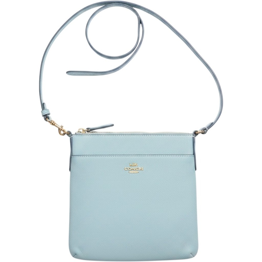 Coach 52348 North South Swingpack Crossbody Light Blue Leather Gold Hardware